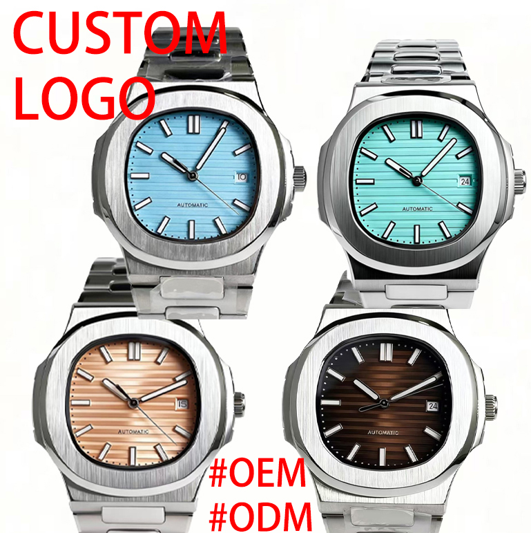 Luxury Watch Logo - カスタムロゴ入り、DIY可能な42mmスクエア型腕時計。10気圧防水、8215ムーブメント搭載、316Lステンレススチール製。男性用、自動巻き機械式腕時計。