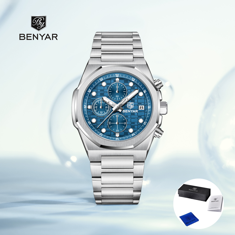 Luxury Watch Deals - 2025年ニューベニアーメンズ腕時計トップラグジュアリークォーツ腕時計クロノグラフウォッチ男性用ステンレススチール防水時計ギフトボックス