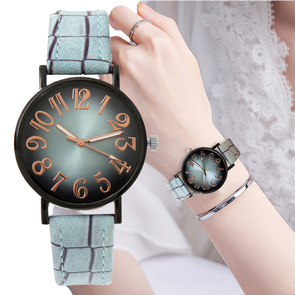 Luxury Watch Girl - 女性のためのヴィンテージクォーツ時計,カジュアルな市松模様の革ストラップ,腕時計