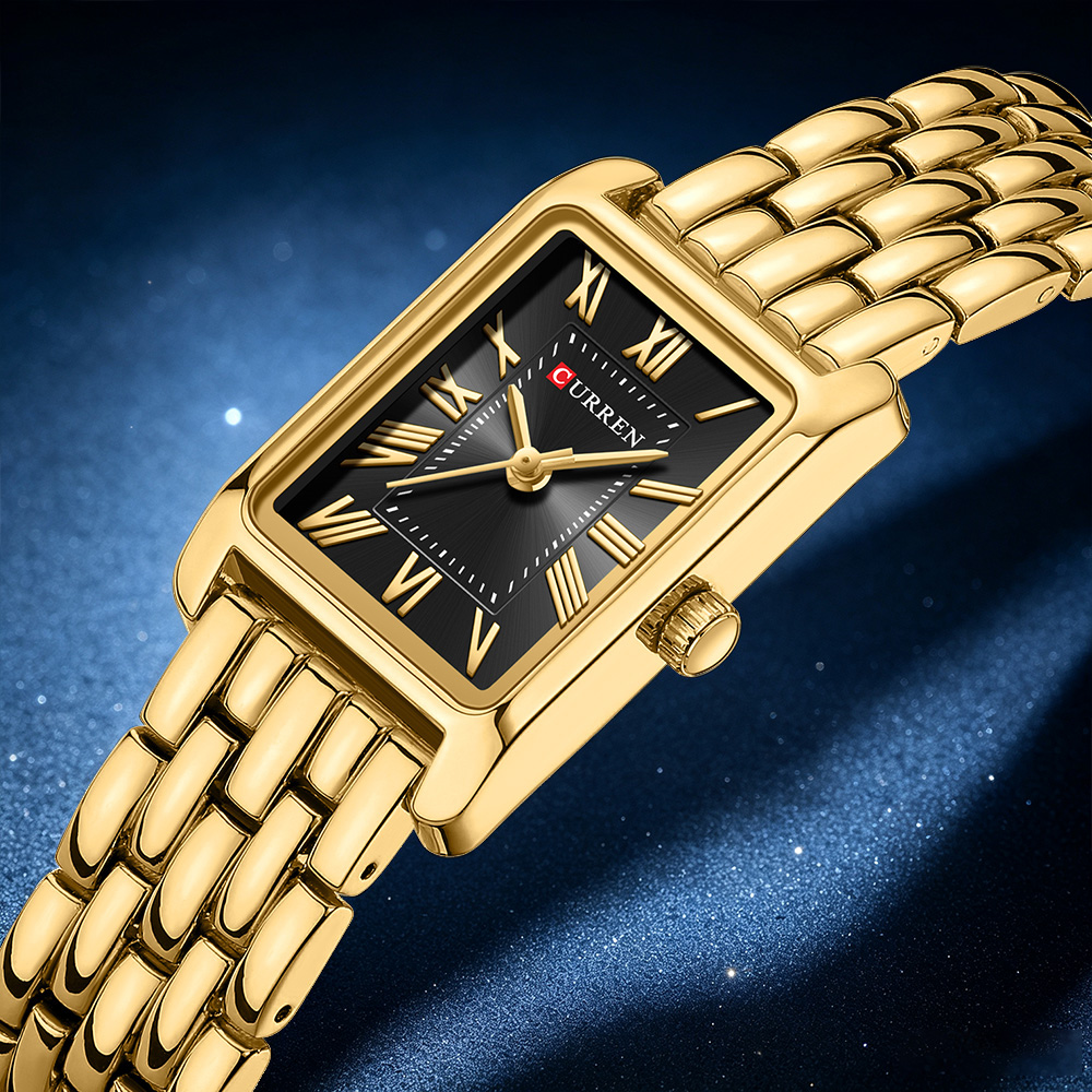 Luxury Watch Girl - CURREN 高級レディースファッションクォーツ腕時計 シンプルなスケール スクエア型 高品質 女性用腕時計