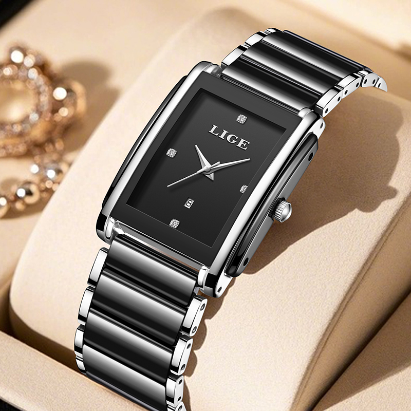 Luxury Watch Girl - LIGE 新しい高級女性腕時計エレガントなセラミッククォーツ腕時計防水日付ファッションギフト女性のための腕時計 Relojs Mujer + ボックス
