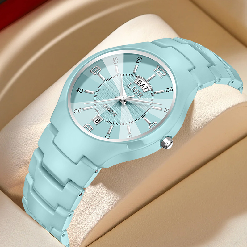 Luxury Watch Dial - LIGE 高級エレガントなクォーツ女性腕時計ファッションセラミックス小さなダイヤルレディース腕時計日付週表示女性腕時計リロイ Mujer