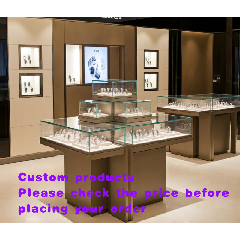 Luxury Watch Levels - カスタム高級多層腕時計展示カウンター、プレミアムステンレス製ジュエリーディスプレイ、LED照明付き、カスタマイズ可能なショールーム