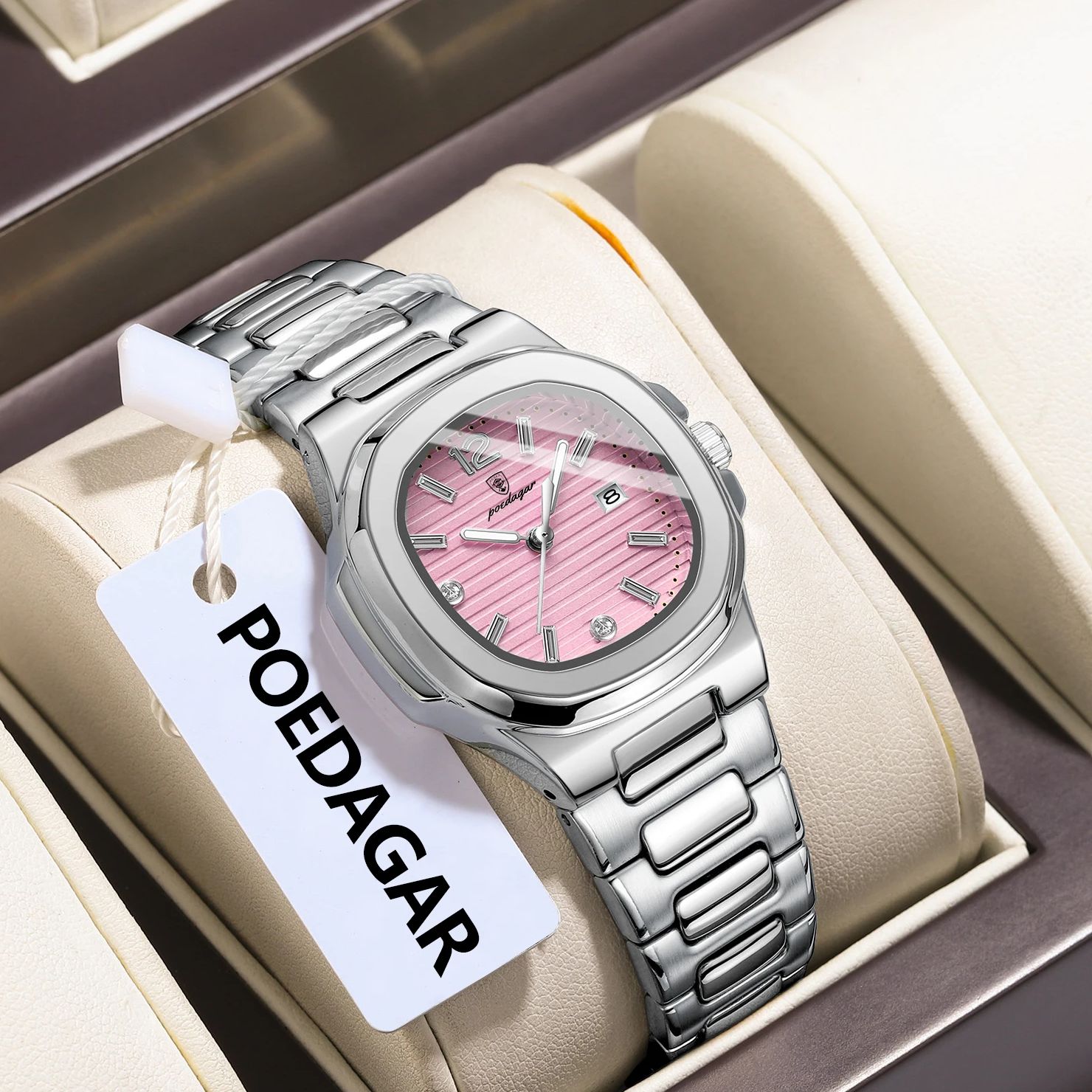 POEDAGARスクエアファッション女性腕時計夜光防水日付レ - Luxury Watch Girl のレビューと価格