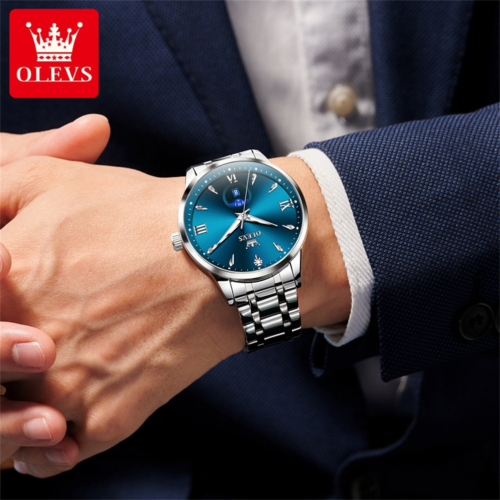 OLEVS ムーンフェイズメンズ腕時計カレンダー 30 メー - Luxury Watch Brand のレビューと価格