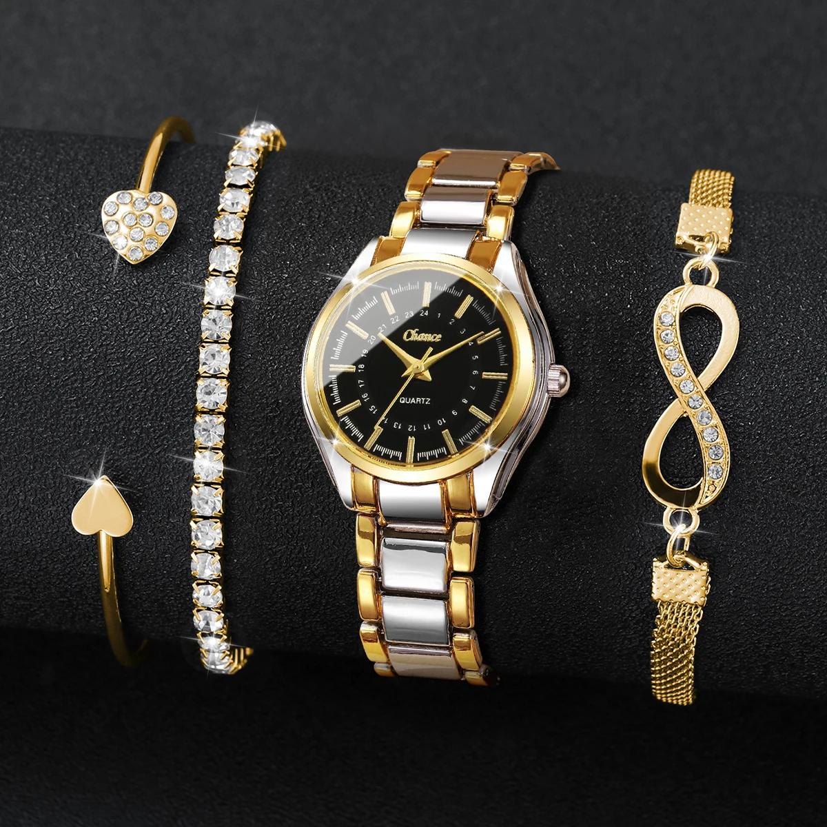 4 個のエレガントな女性用腕時計ブレスレットセットレディース - Luxury Watch Girl のレビューと価格
