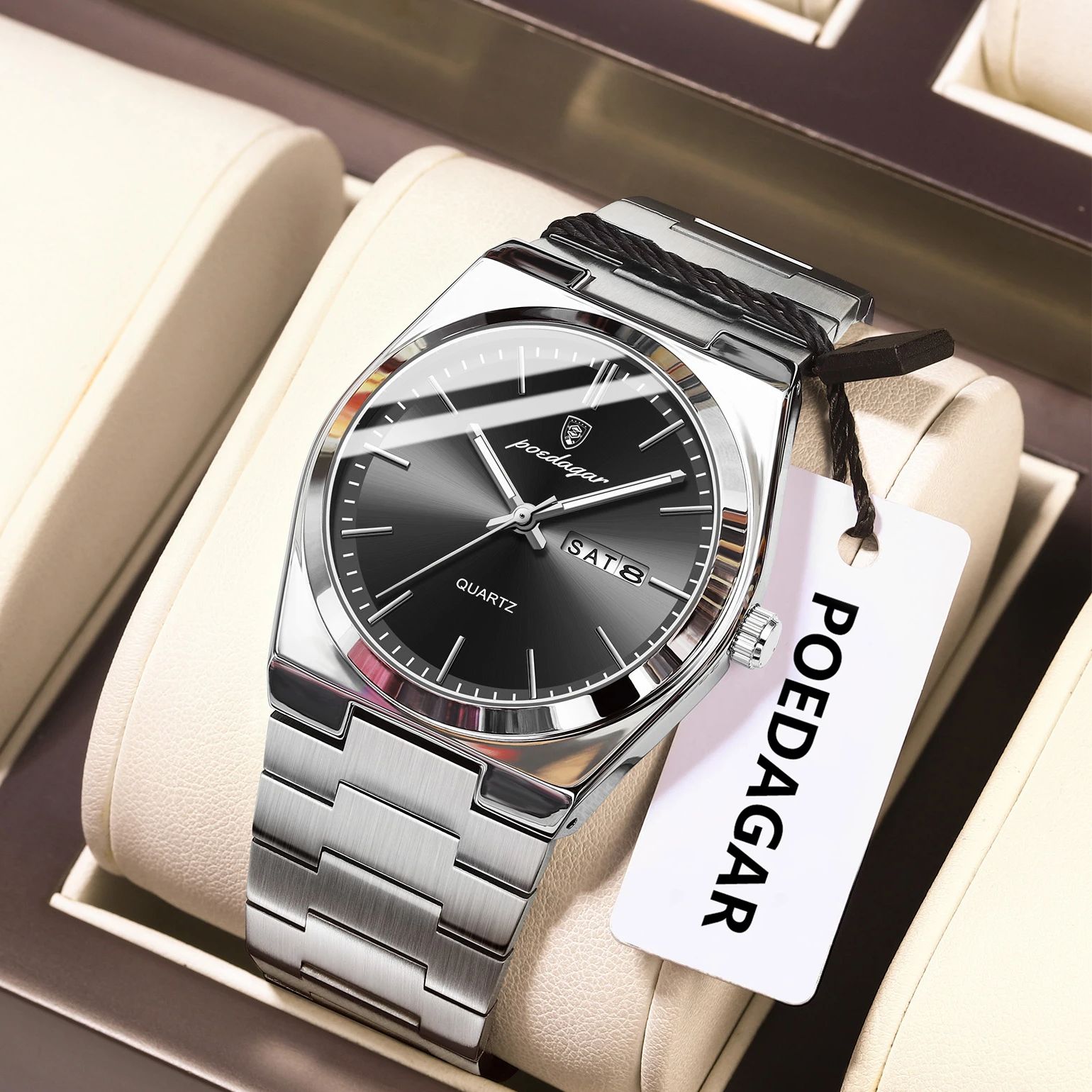 POEDAGAR 高級メンズクォーツ腕時計 防水 夜光 日付 - Luxury Watch Hublot のレビューと価格