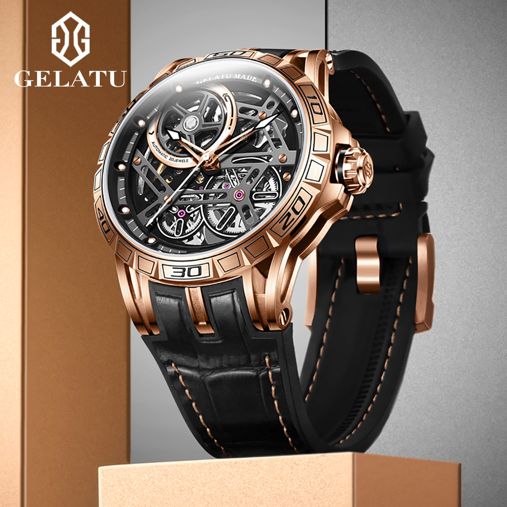 GELATU メンズ腕時計高級ファッションレザーストラップ中 - Luxury Watch Dial のレビューと価格