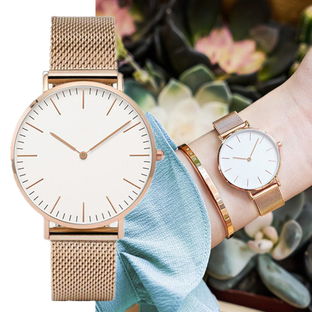 女性用ステンレスメッシュ腕時計,クォーツ腕時計,シンプル,カ - Luxury Watch Girl のレビューと価格
