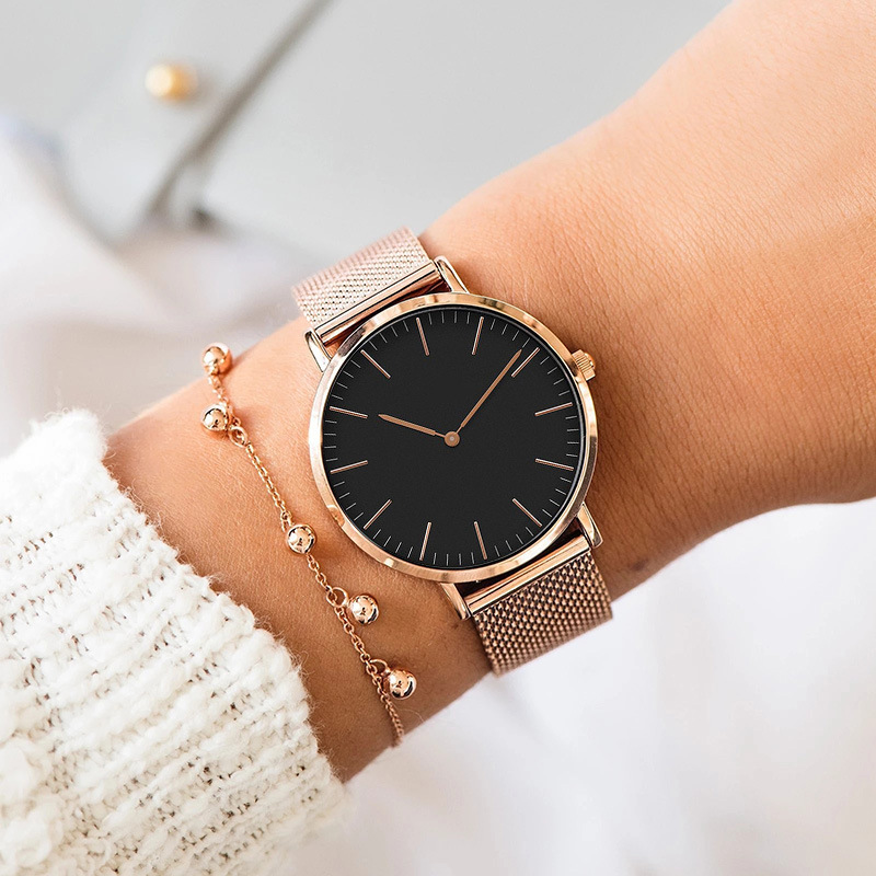 女性用ステンレスメッシュ腕時計,クォーツ腕時計,シンプル,カ - Luxury Watch Girl のレビューと価格