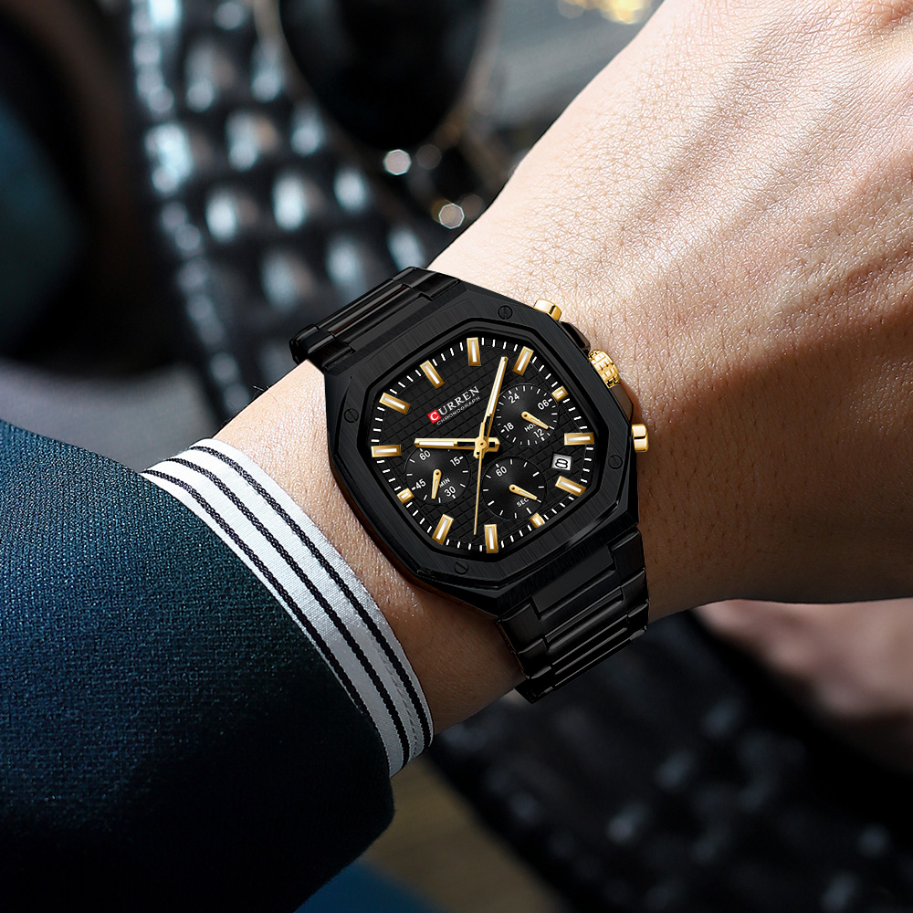CURREN 高級スクエアクロノ腕時計男性用クラシックデザイ - Luxury Watch Dial のレビューと価格